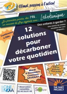 Affiche événement 12 solutions pour décarboner votre quotidien